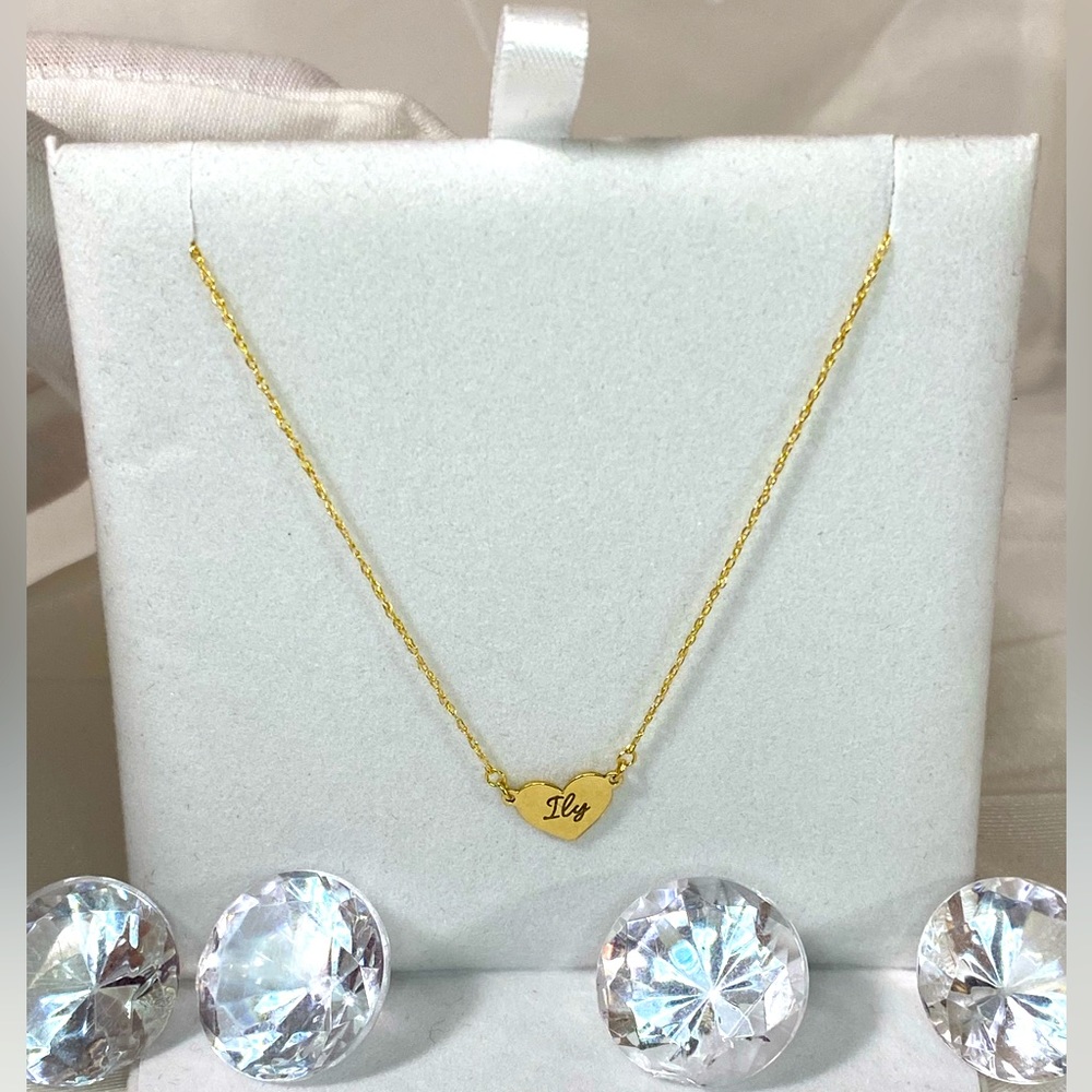 14K YELLOW GOLD I love you heart necklace 16” REAL GOLD